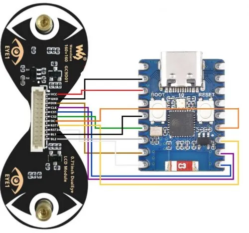 0.71inch DualEye LCD Module 与 ESP32-C3-Zero 接线