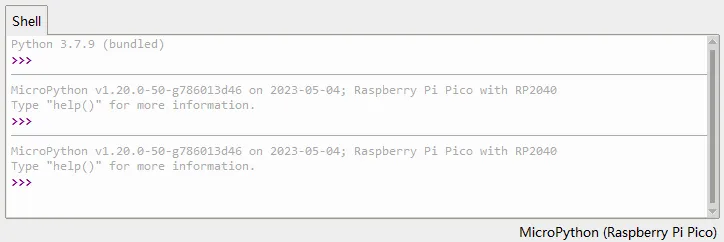 Thonny 连接 Raspberry Pi Pico 的 Shell 窗口