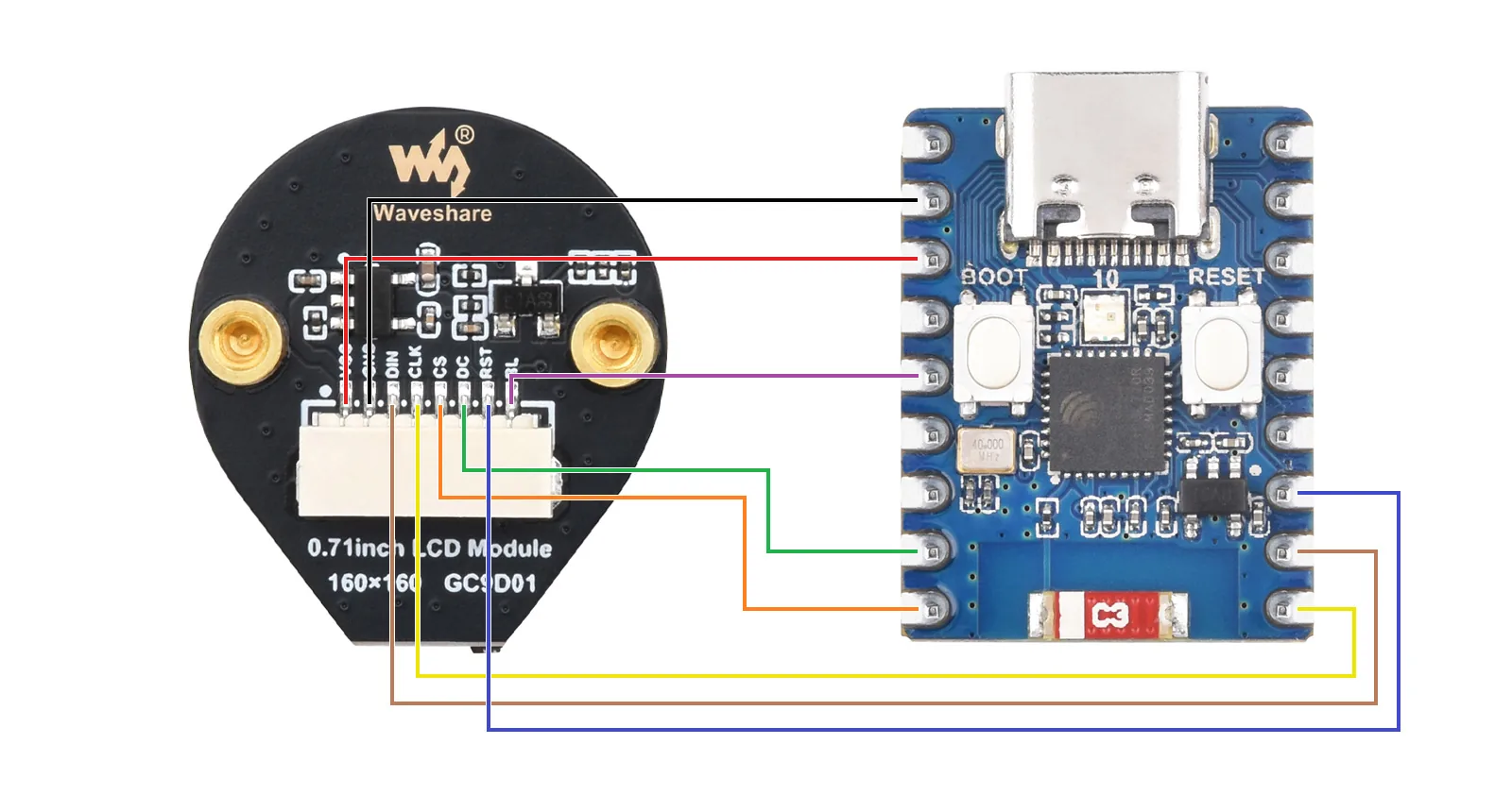0.71inch LCD Module 与 ESP32-C3-Zero 接线