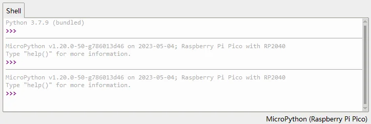 Thonny 连接 Raspberry Pi Pico 的 Shell 窗口