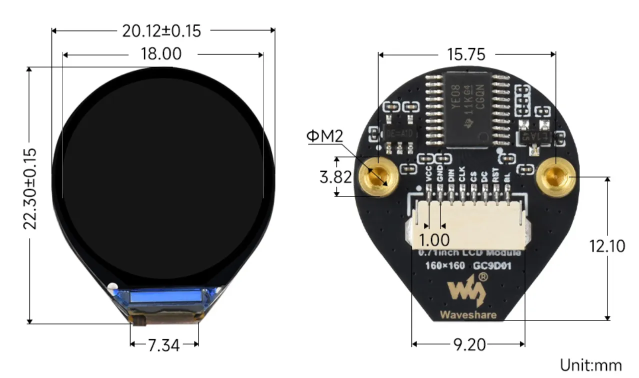 0.71inch LCD Module 产品尺寸