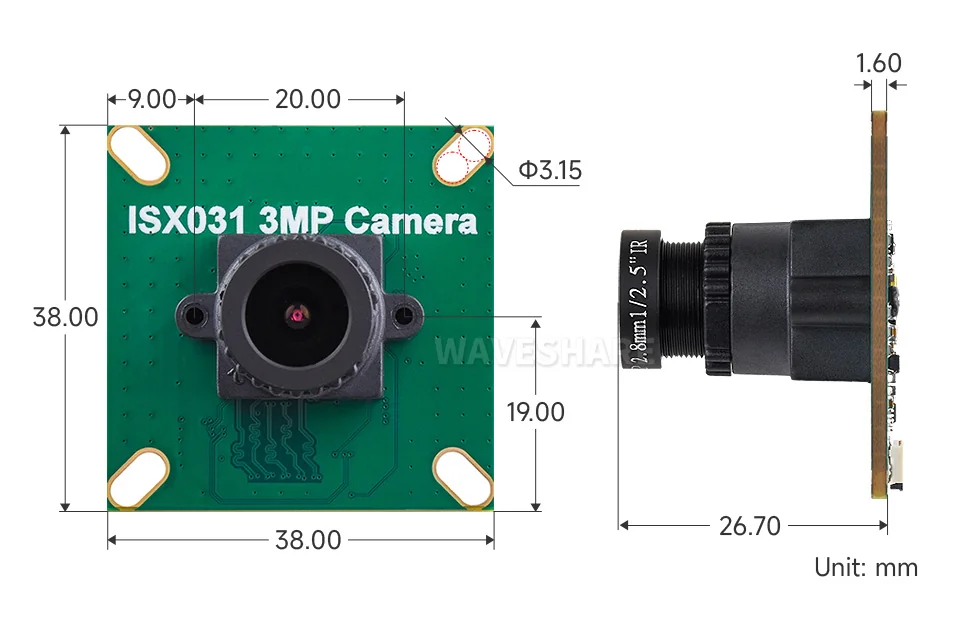 ISX031 3MP Camera 尺寸图