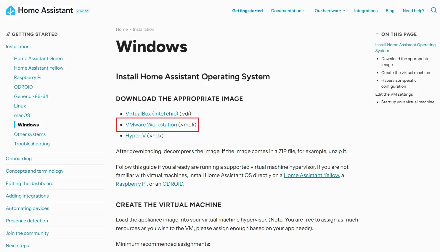 Home Assistant 官网下载页面