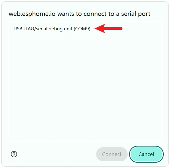 ESPHome Web 选择设备