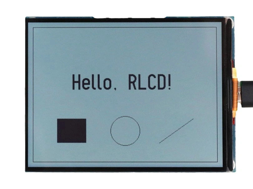 RLCD 屏幕显示 Hello, RLCD、矩形、圆形和直线