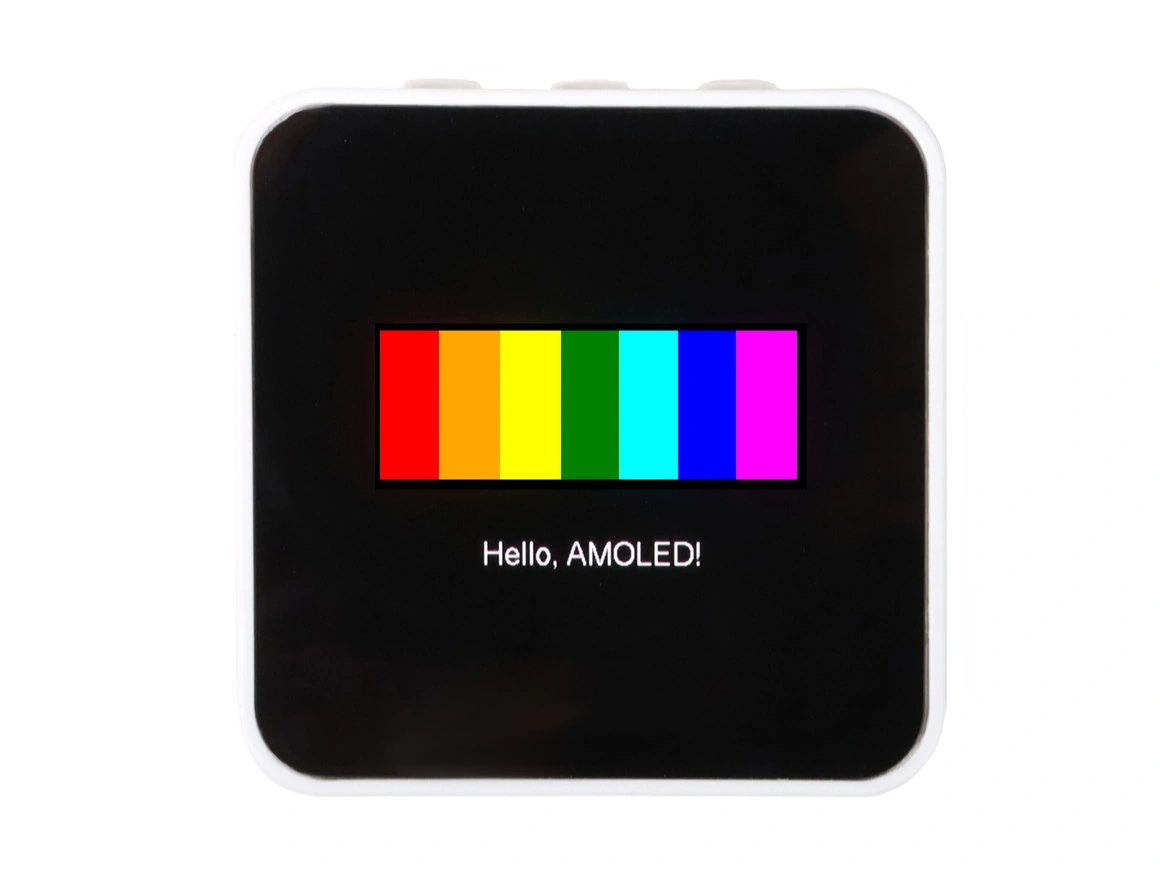 AMOLED 屏幕显示彩色色块和 Hello, AMOLED!