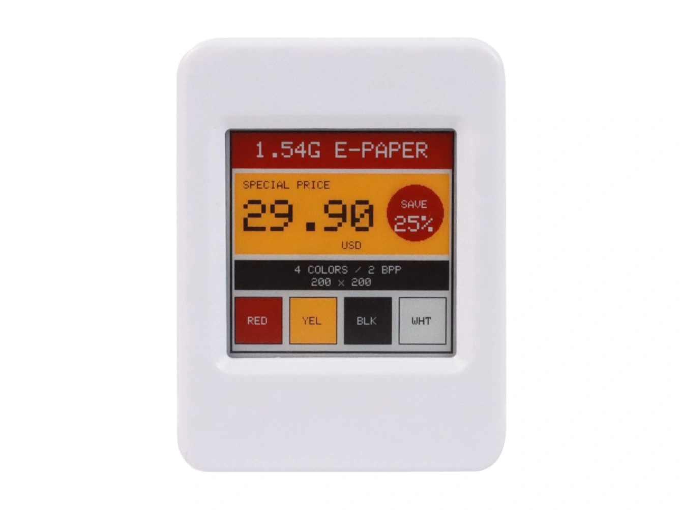 ESP32-S3-ePaper-1.54G 显示红黄黑白四色电子价签