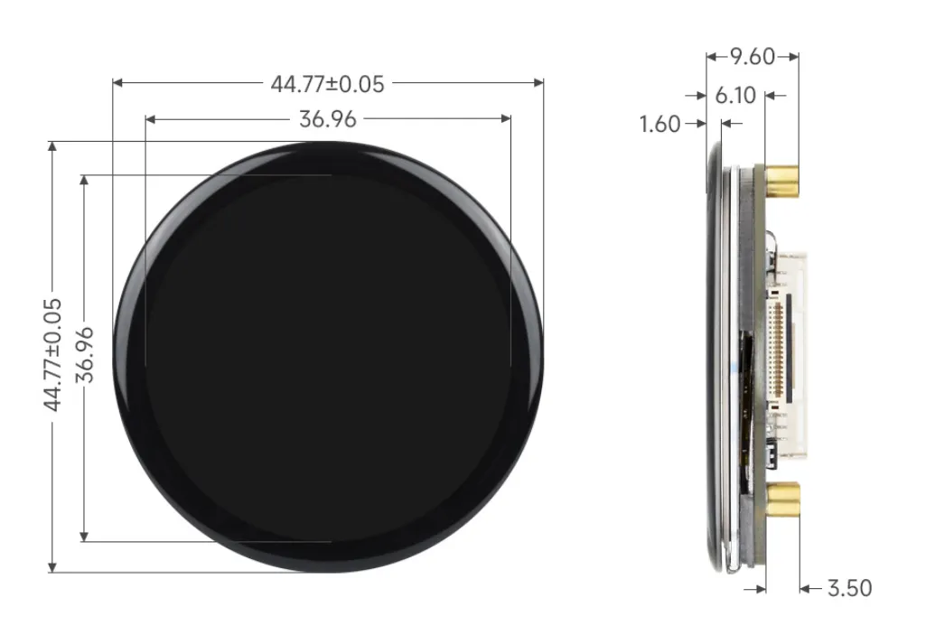 1.46inch Touch LCD Module 产品尺寸 1