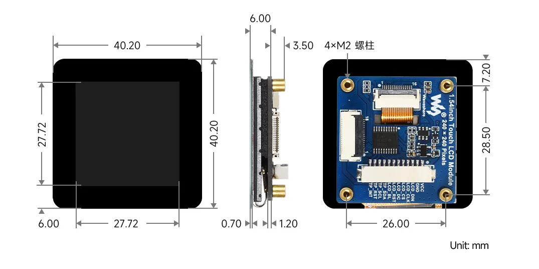  1.83inch_Touch_LCD_Module 产品尺寸