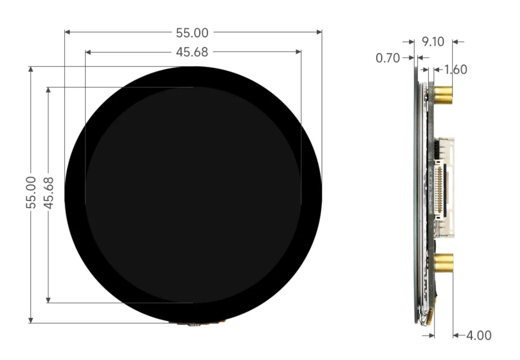1.85inch Touch LCD Module 产品尺寸 1