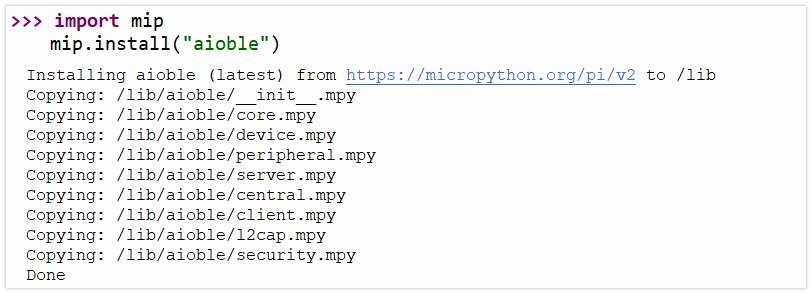 在 Thonny Shell 中安装 aioble
