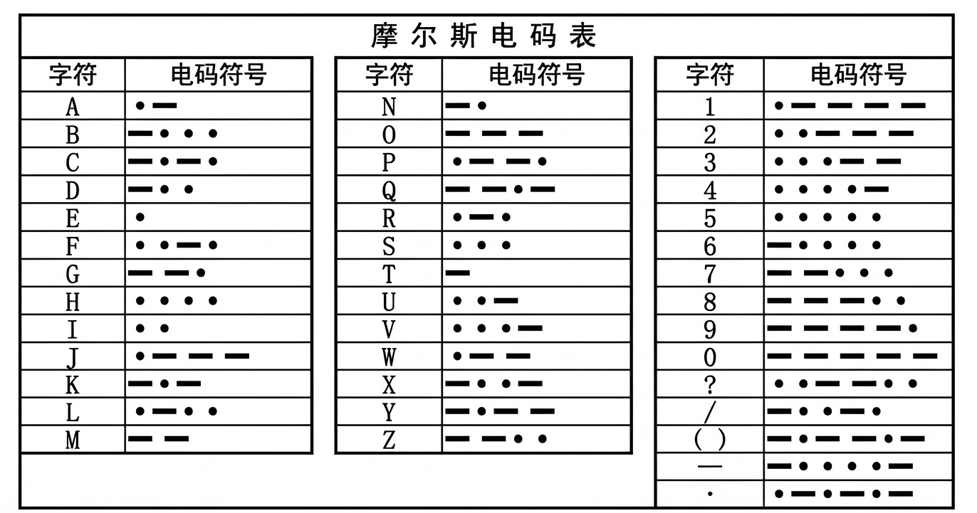 摩尔斯电码表
