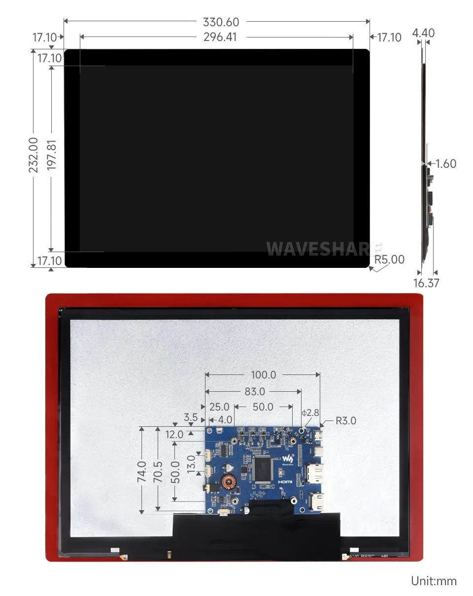 14inch-2160-1440-LCD-details-size