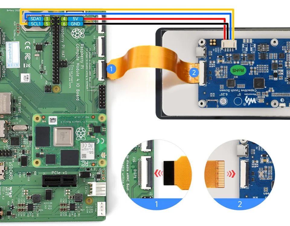 6.25inch DSI LCD (B) 连接 Compute Module IO Board