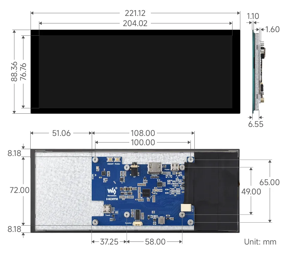8.9inch 600x1600 LCD 外观尺寸