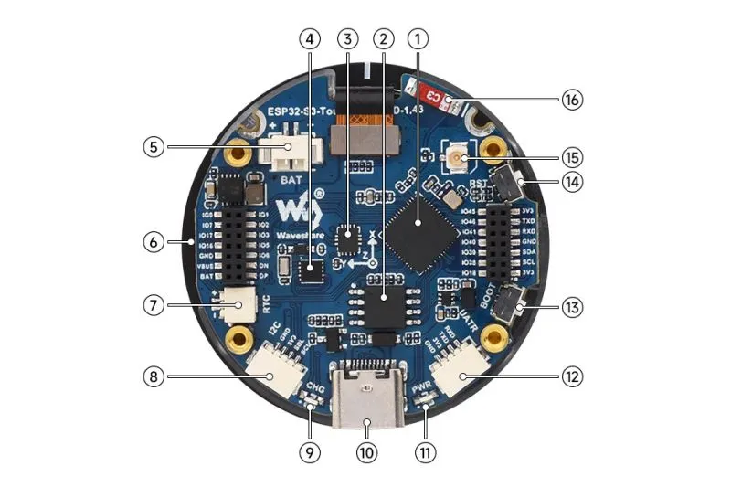 ESP32-S3-Touch-AMOLED-1.43 板载资源