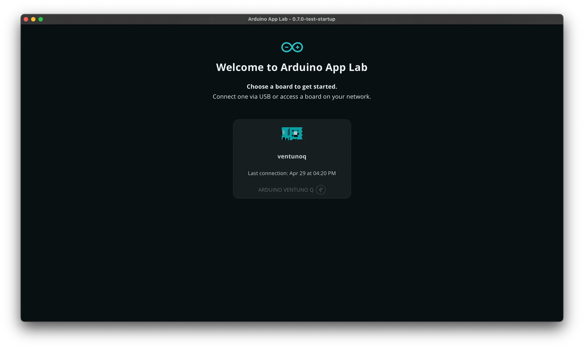 Arduino App Lab 选择 VENTUNO Q，来源：Arduino 官方教程