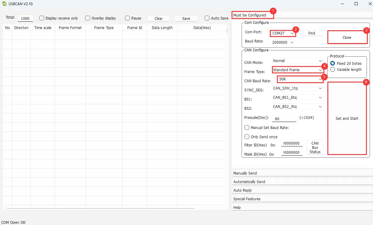 CAN 发送例程运行结果