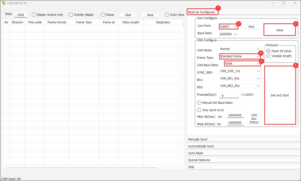 CAN 发送例程运行结果