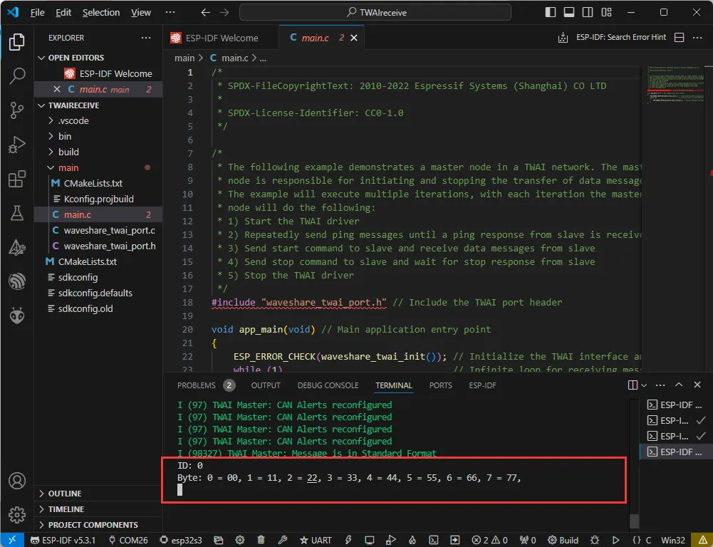 CAN 发送例程运行结果