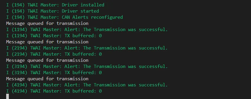 CAN 发送例程运行结果