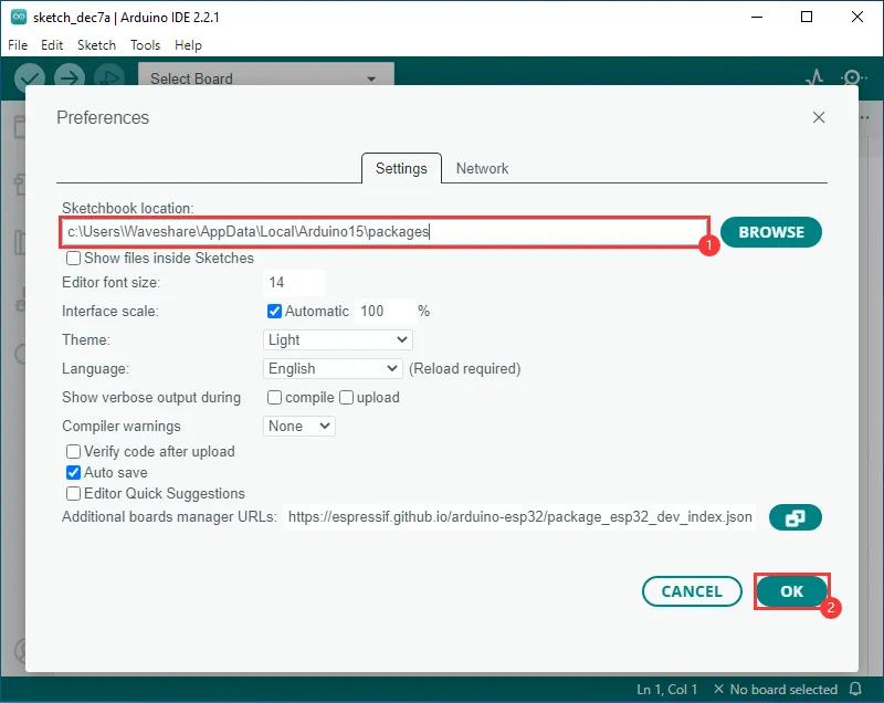 在 ArduinoIDE 中选择 ESP32C6 Dev Module