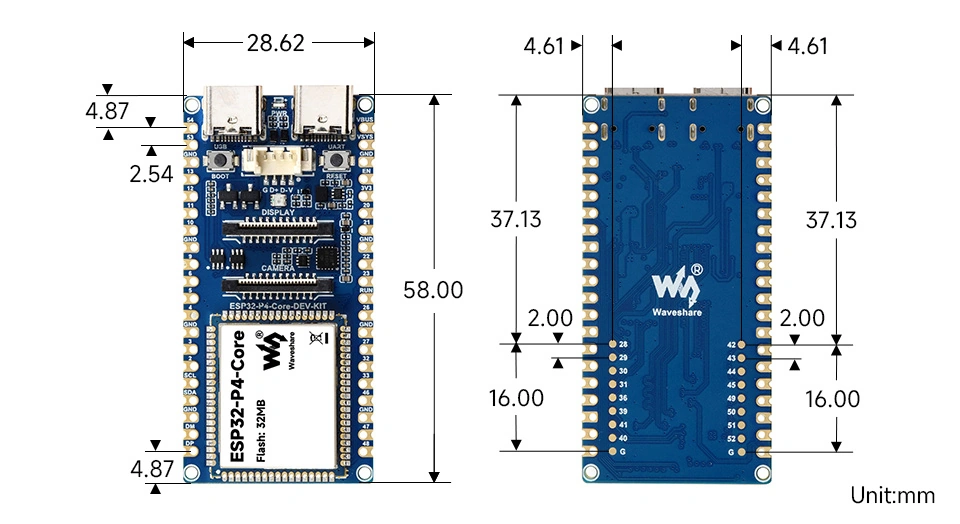 ESP32-P4-Core-DEV-KIT 产品尺寸