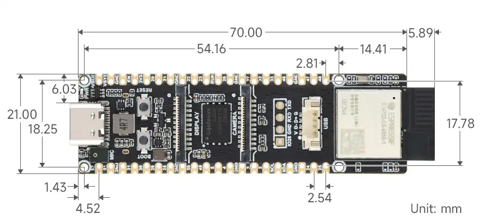 ESP32-P4-WIFI6-DB 产品尺寸