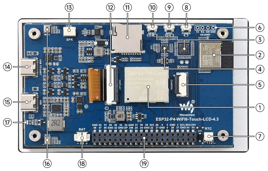 ESP32-P4-WIFI6-Touch-LCD-4.3 硬件说明