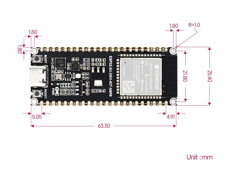 ESP32-S3-DEV-KIT-N8R8-details-size
