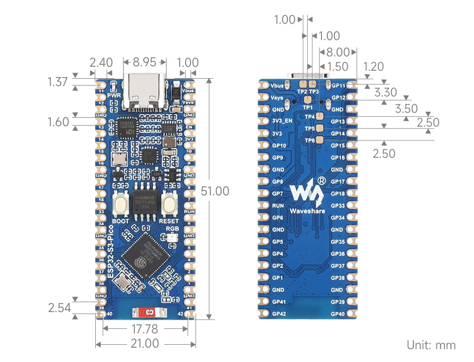 ESP32-S3-Pico-Dimensions