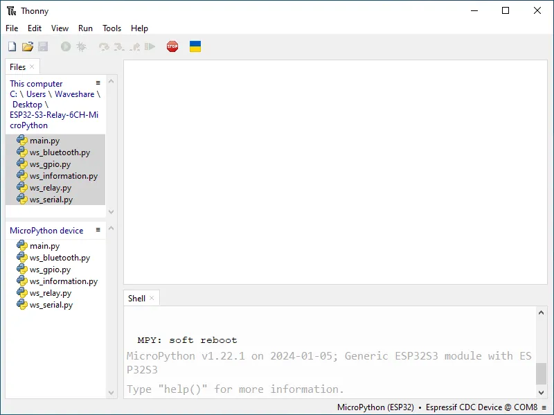 ESP32-S3-Relay-6CH TO MicroPython Environment 10