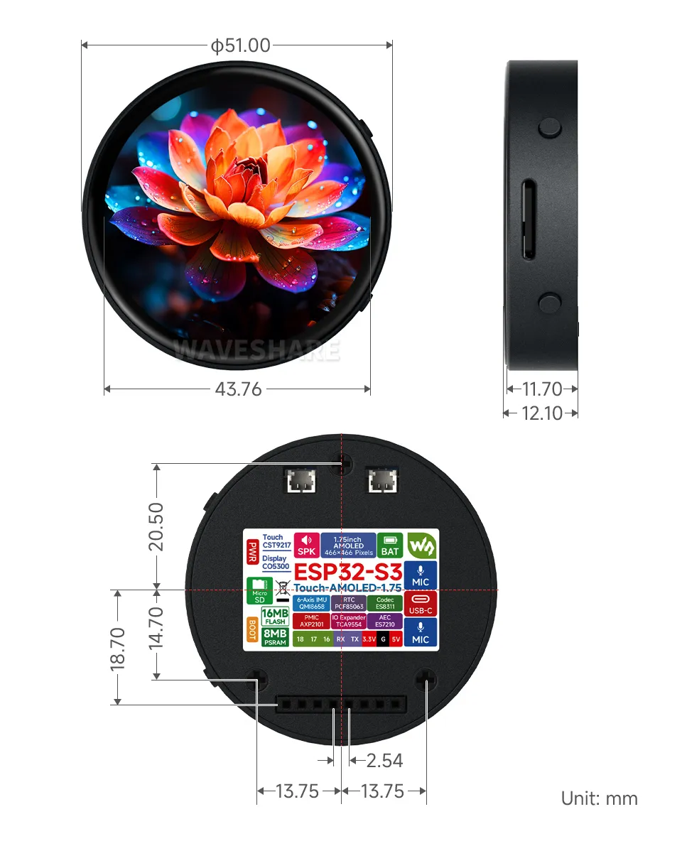 ESP32-S3-Touch-AMOLED-1.75 资源简介