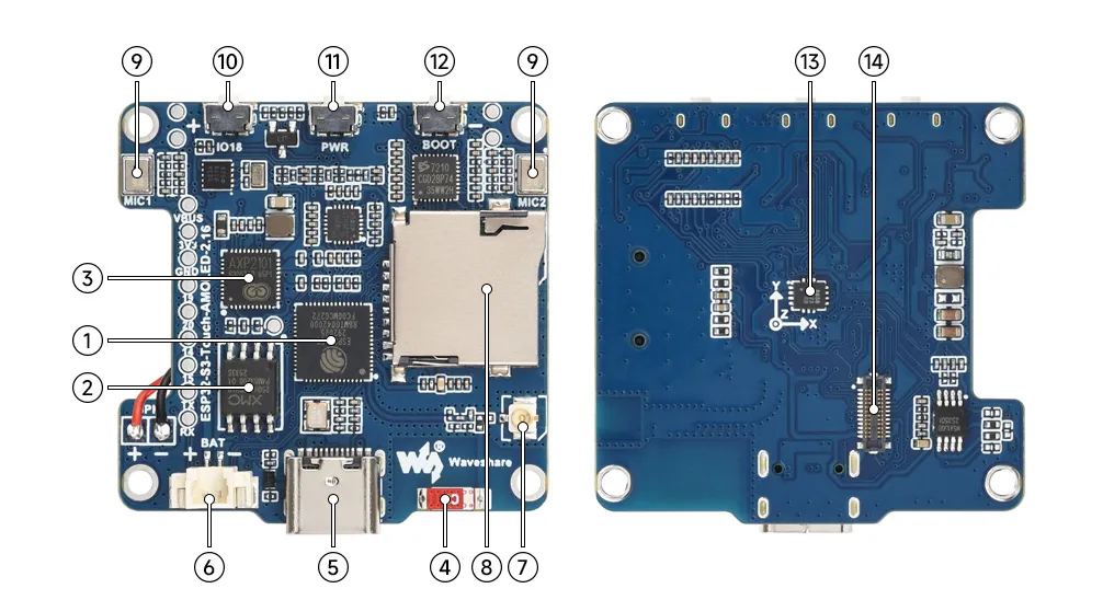 ESP32-S3-Touch-AMOLED-2.16 板载资源