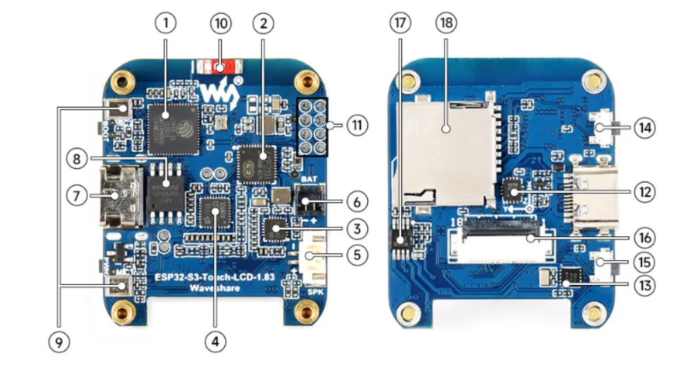 ESP32-S3-Touch-LCD-1.83 硬件资源 1