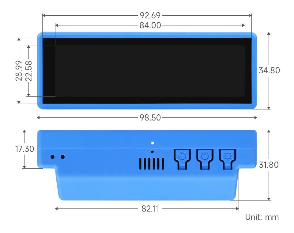 ESP32-S3-Touch-LCD-3.49 产品尺寸