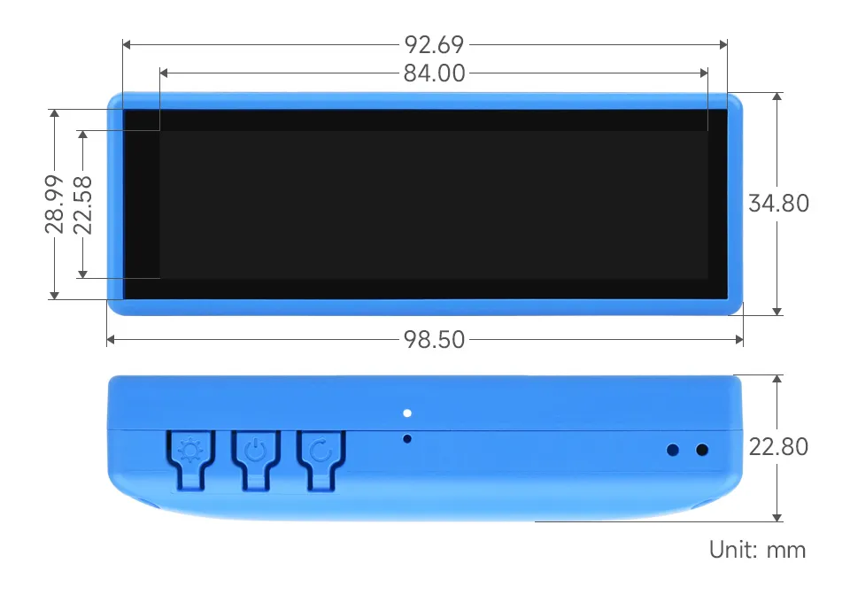 ESP32-S3-Touch-LCD-3.49 产品尺寸