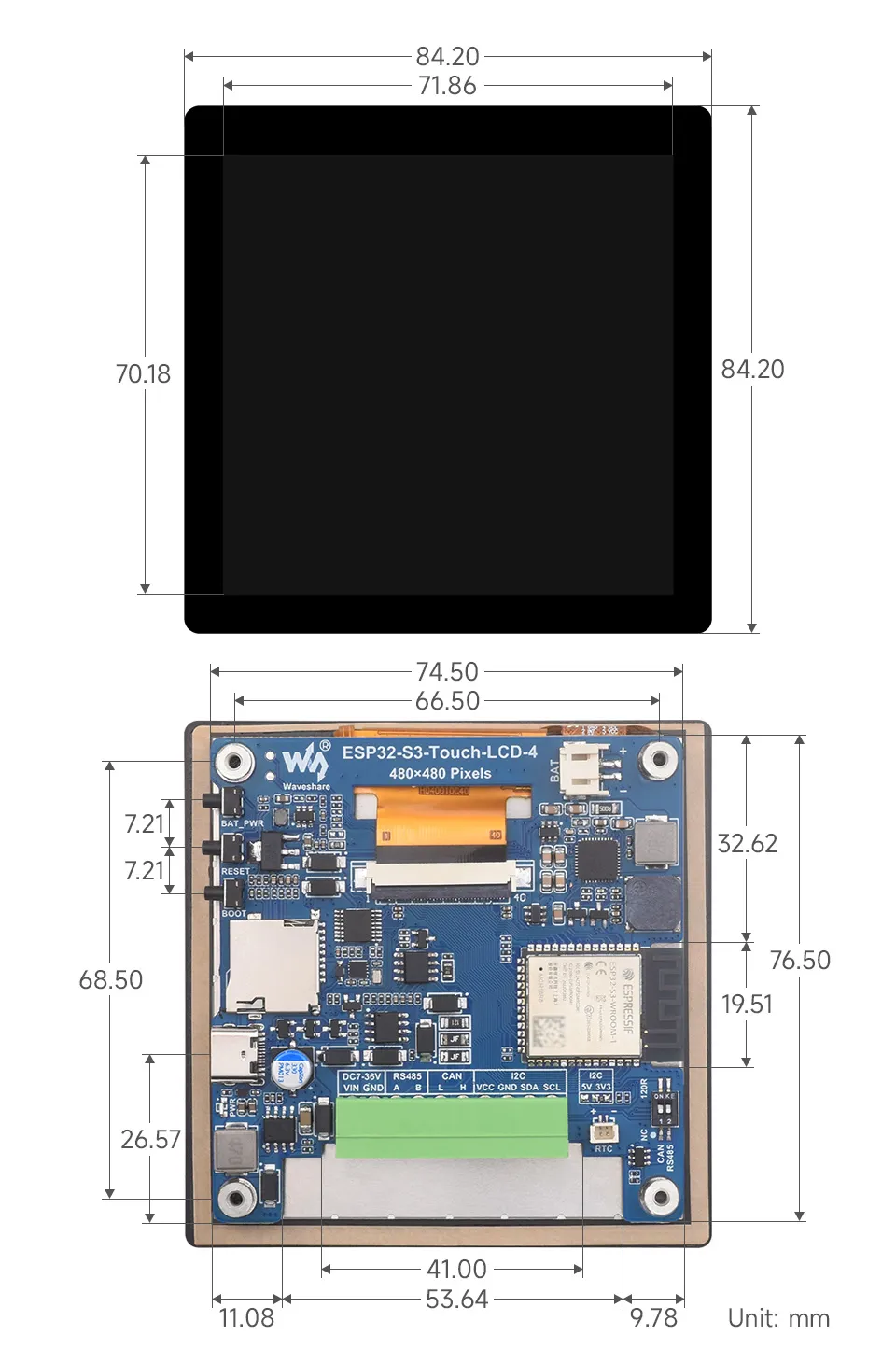 ESP32-S3-Touch-LCD-4-details-size
