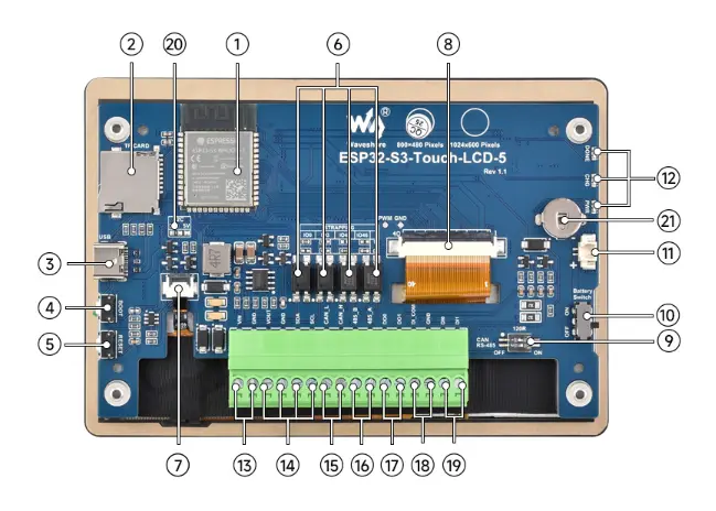 ESP32-S3-Touch-LCD-5-Board-Source