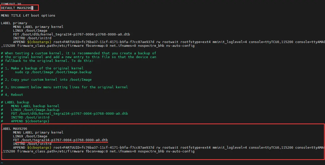 修改 extilinux 文件