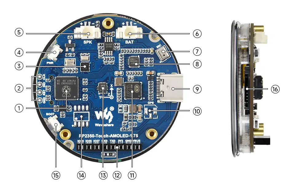 RP2350-Touch-AMOLED-1.75 硬件资源 1