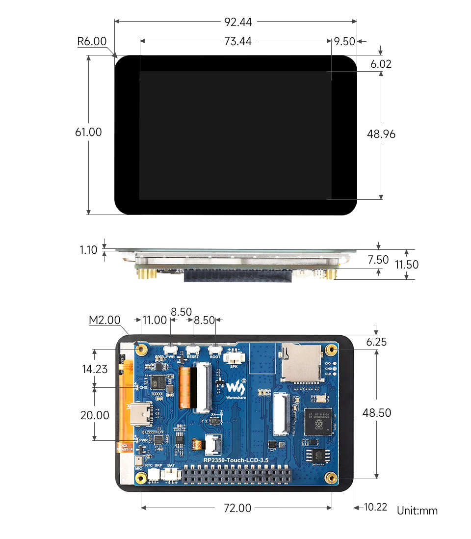 RP2350-Touch-LCD-3.5 不带外壳
