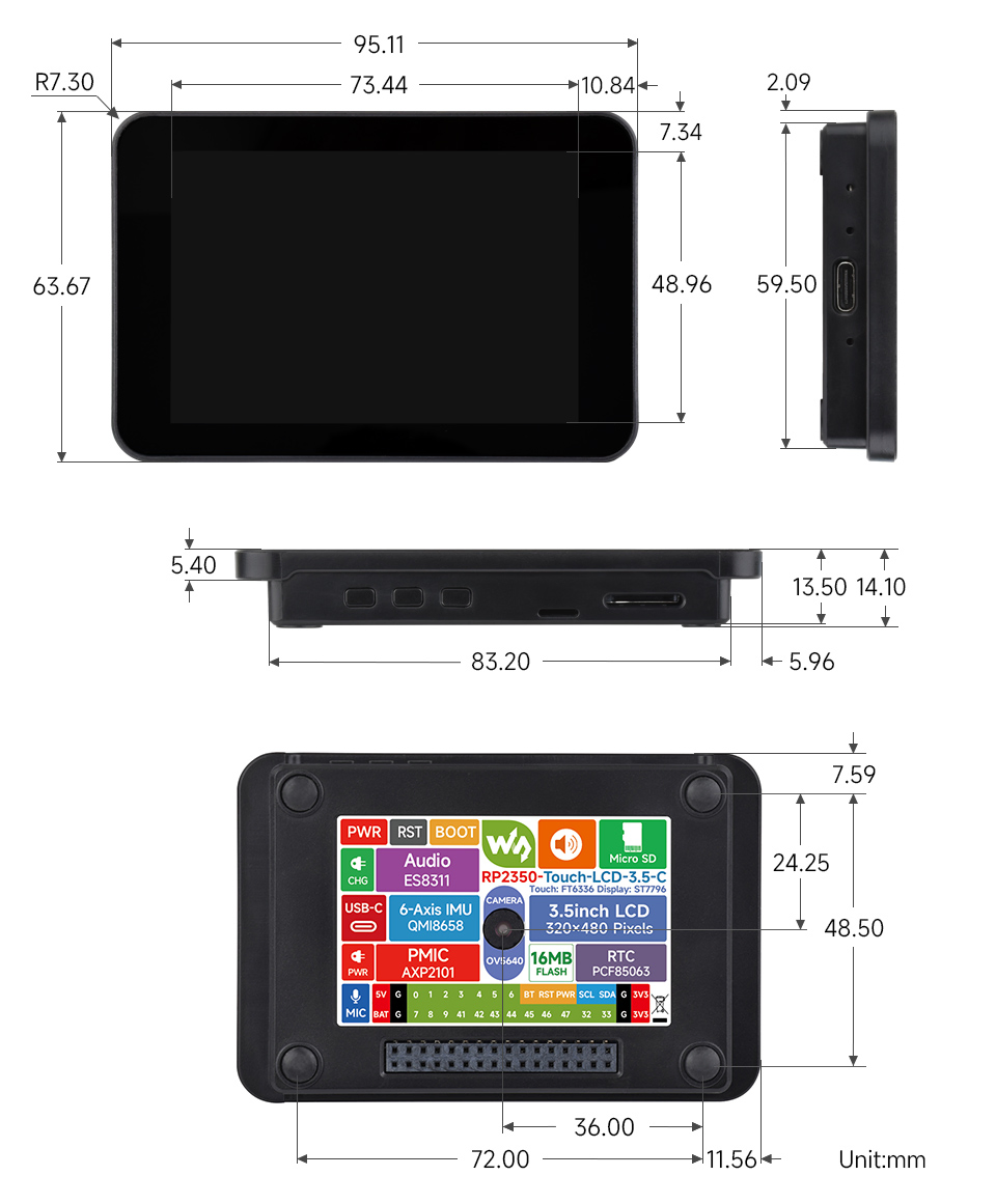 RP2350-Touch-LCD-3.5 带外壳