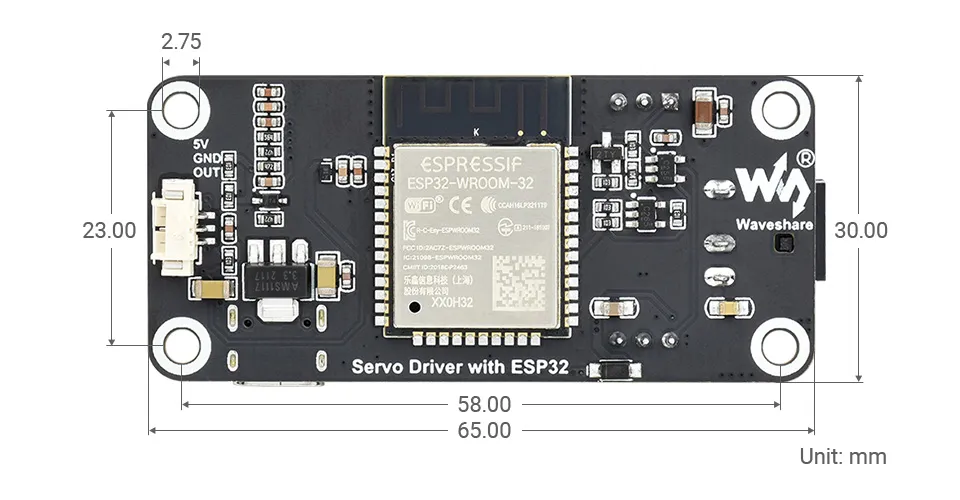 Servo Driver with ESP32 尺寸图