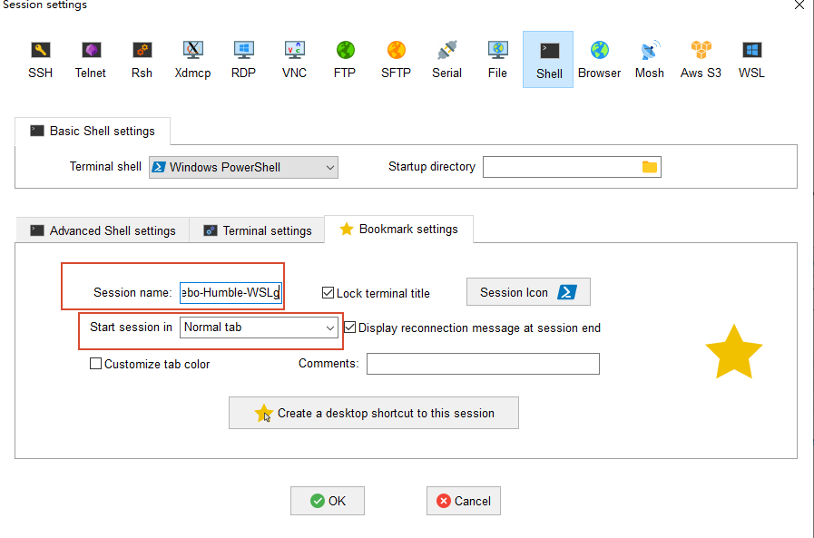 MobaXterm Bookmark 设置