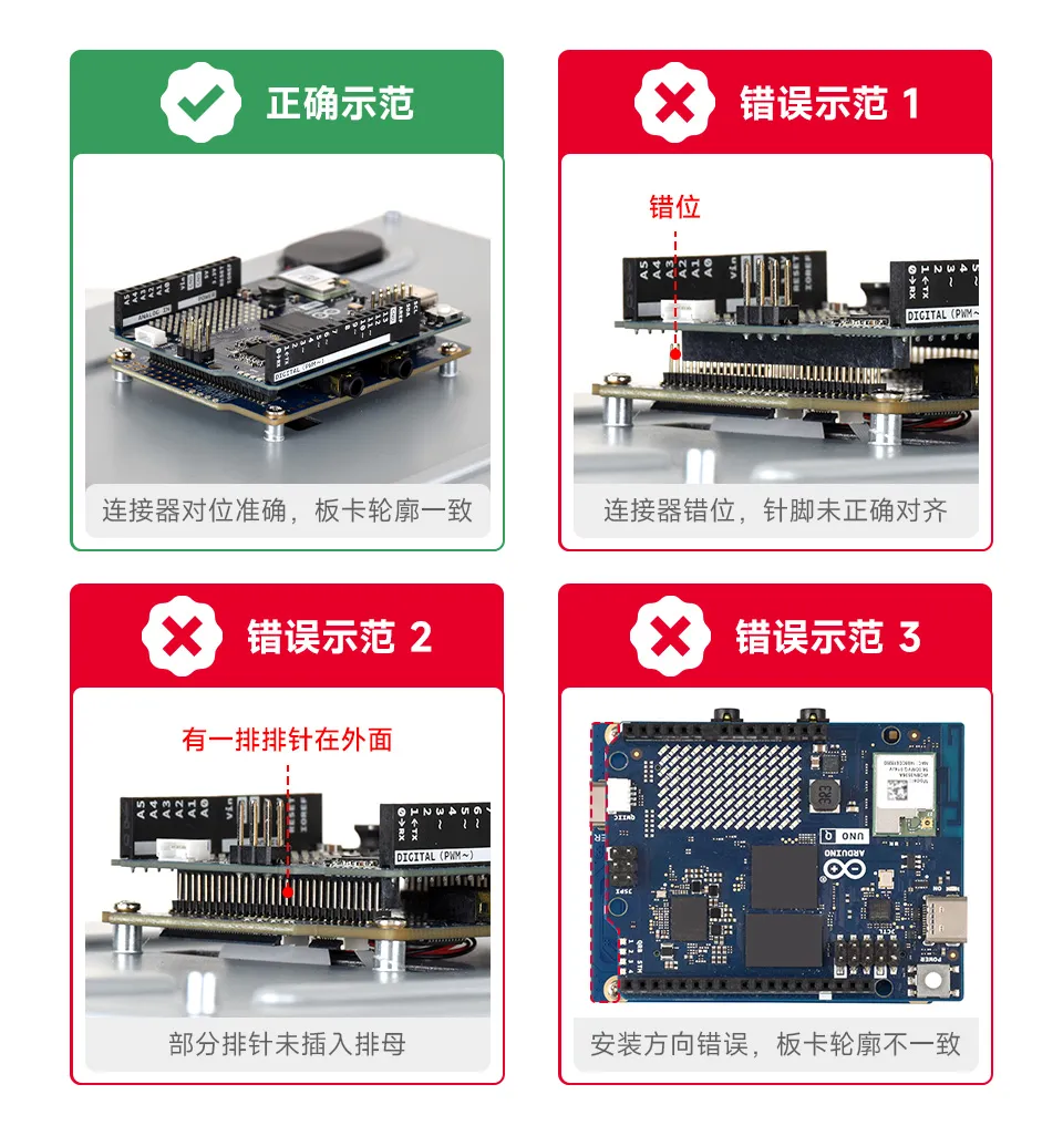 UNO Q 与屏幕后部载板的堆叠