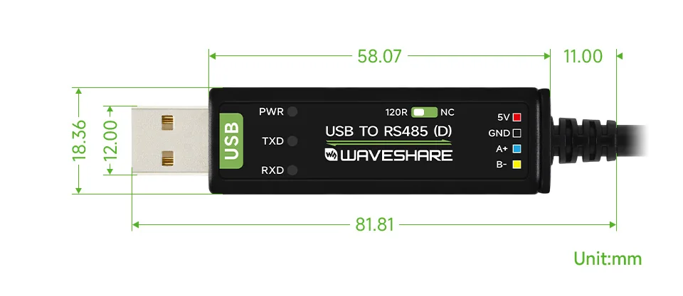 USB TO RS485 (D) 产品尺寸