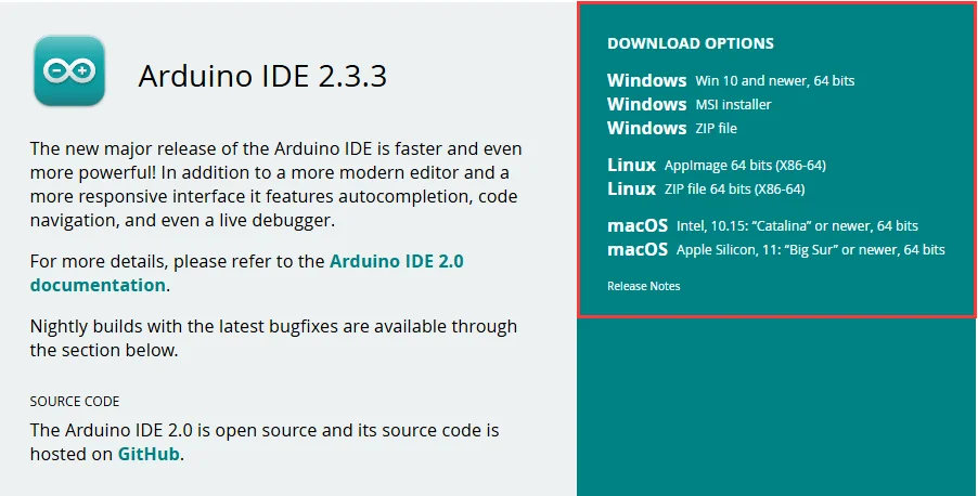 Arduino IDE 下载页面