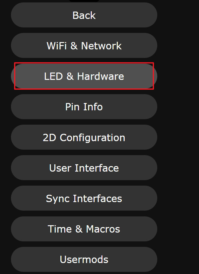进入 Config 中的 LED 与硬件设置