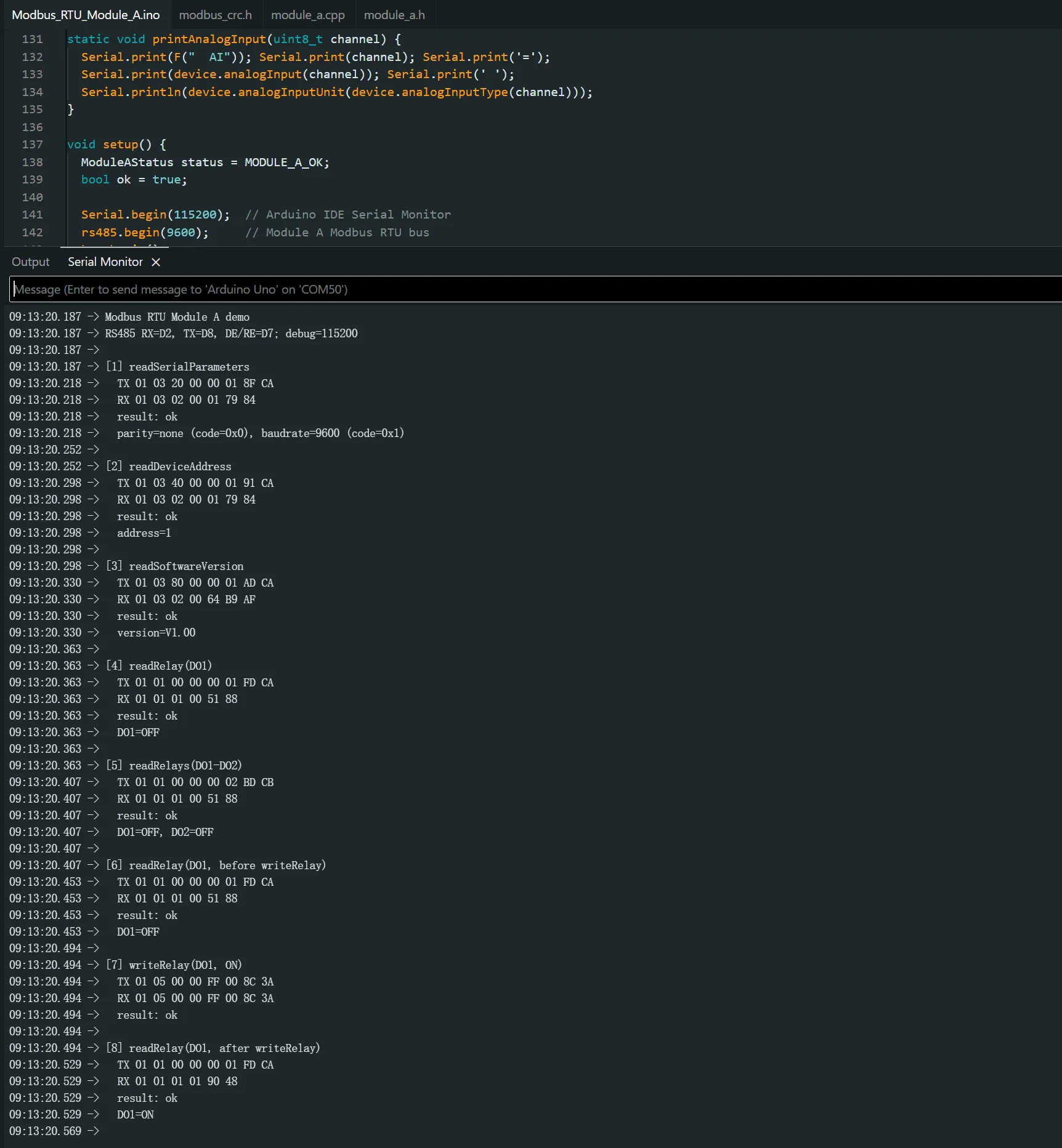  Modbus RTU PWM Output 4CH Python 示例